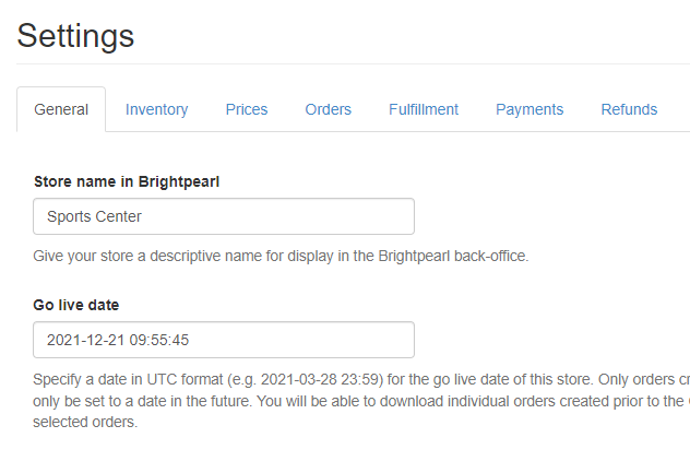 Configuring the Brightpearl Shopify app