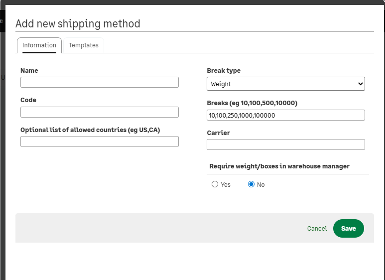 Shipping methods