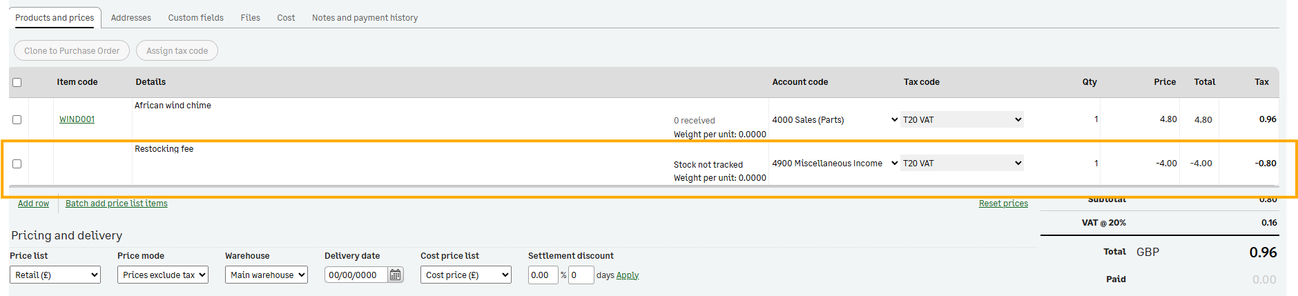 Restocking fees