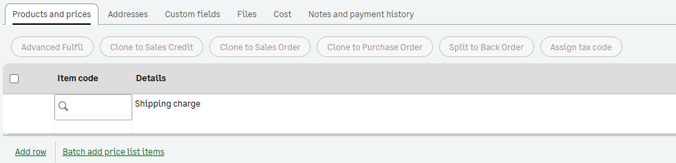 Adding and creating sales orders