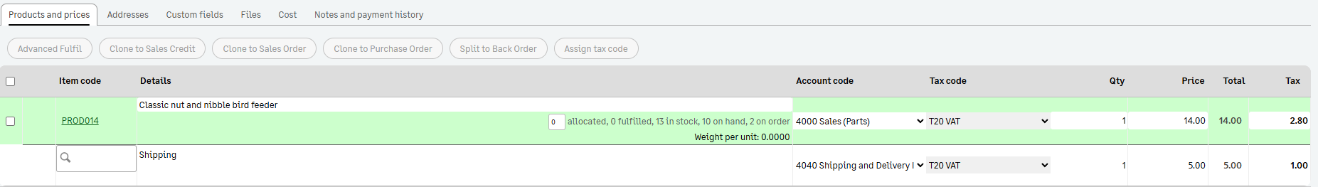 Shipping charges