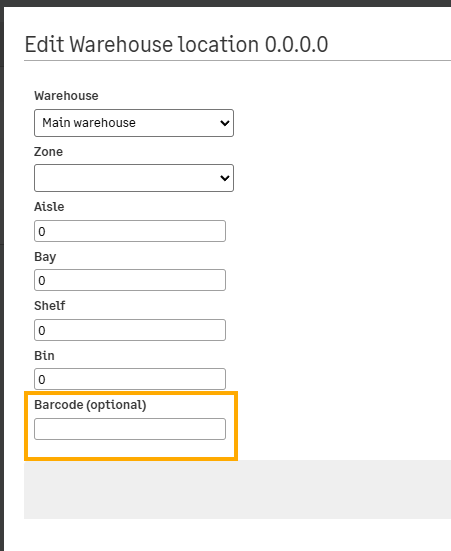 Warehouse location barcodes