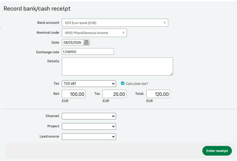 Bank receipts and deposits