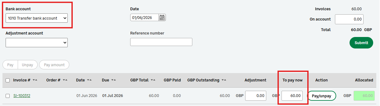 Transferring account balances between contacts