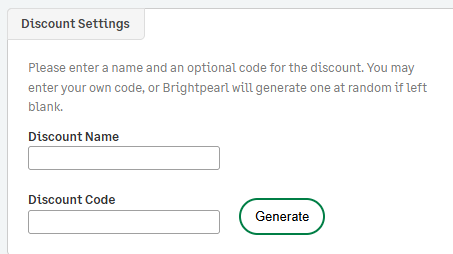 Creating a discount code