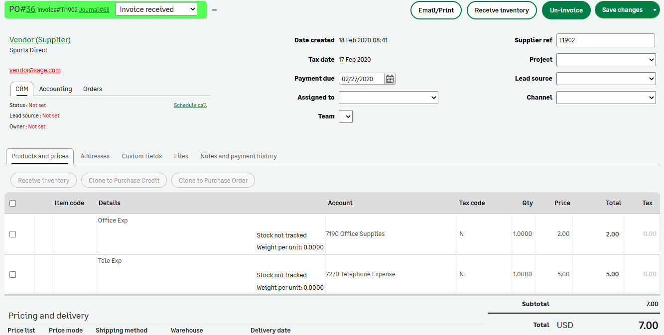Bills for expense and Bill.com