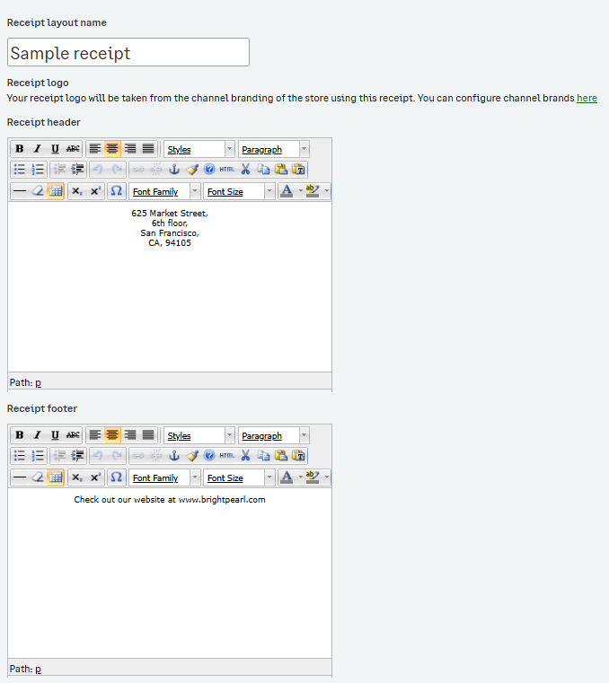 Customizing store receipts