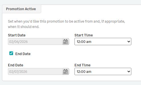 Creating a promotion