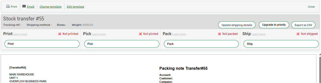 Inventory transfers (warehouse-to-warehouse)