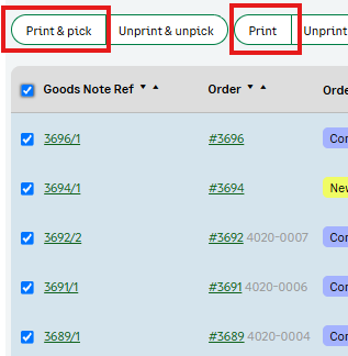 Processing goods-out notes