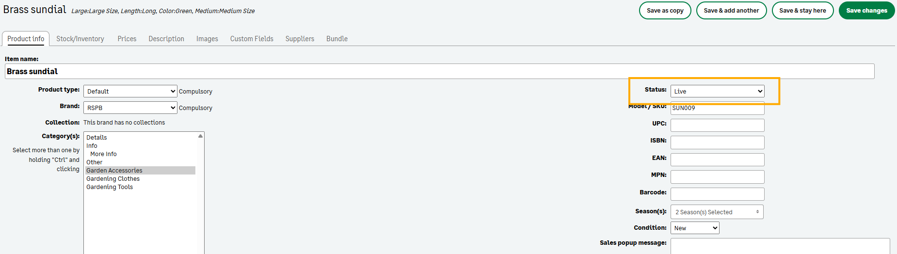 Product status and archiving