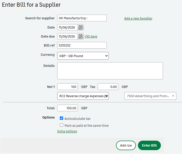 Reverse charge VAT